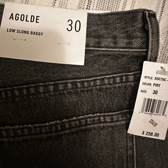 New Agolde Charcoal low Slug Baggy-New With Tags - Picture 3 of 3